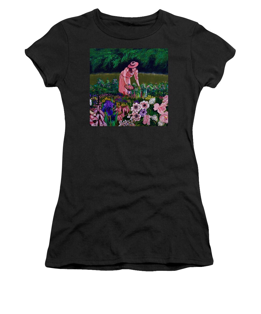 Garden Women's T-Shirt featuring the painting Hillary's Garden by Linda Simon