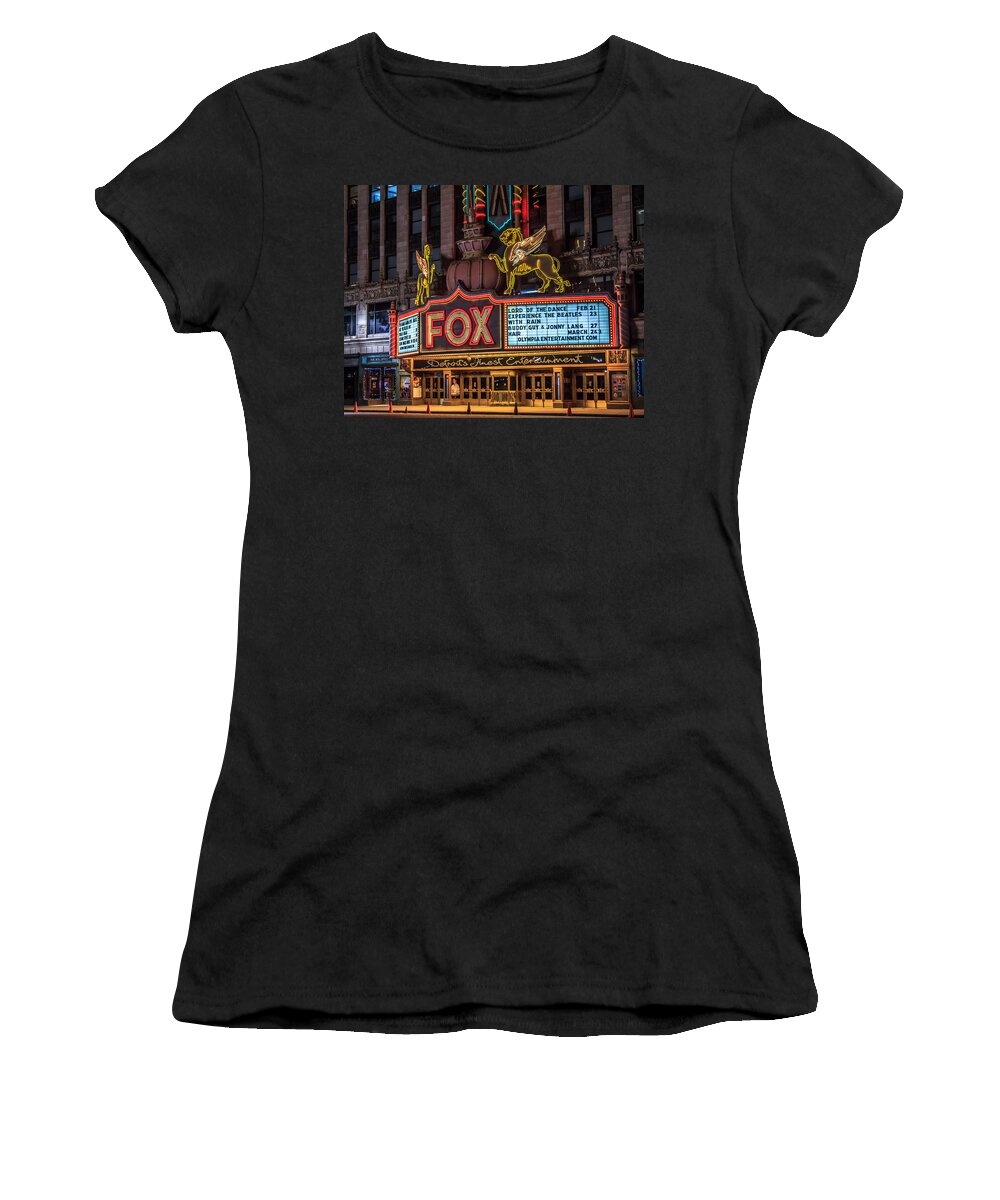  Women's T-Shirt featuring the photograph Historic Fox Theatre in Detroit Michigan by Peter Ciro