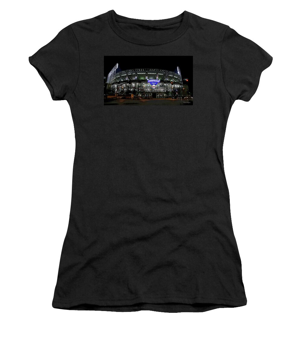 Cle Women's T-Shirt featuring the photograph Home Of The Cleveland Indians by Terri Harper