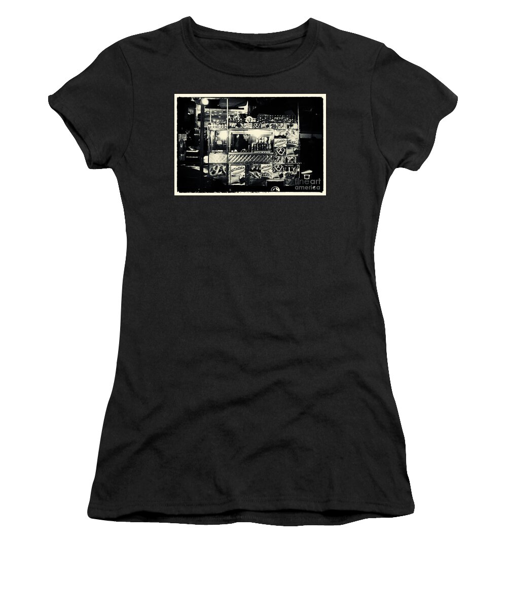 Filmnoir Women's T-Shirt featuring the photograph Hot Dogs at Times Square New York City by Sabine Jacobs