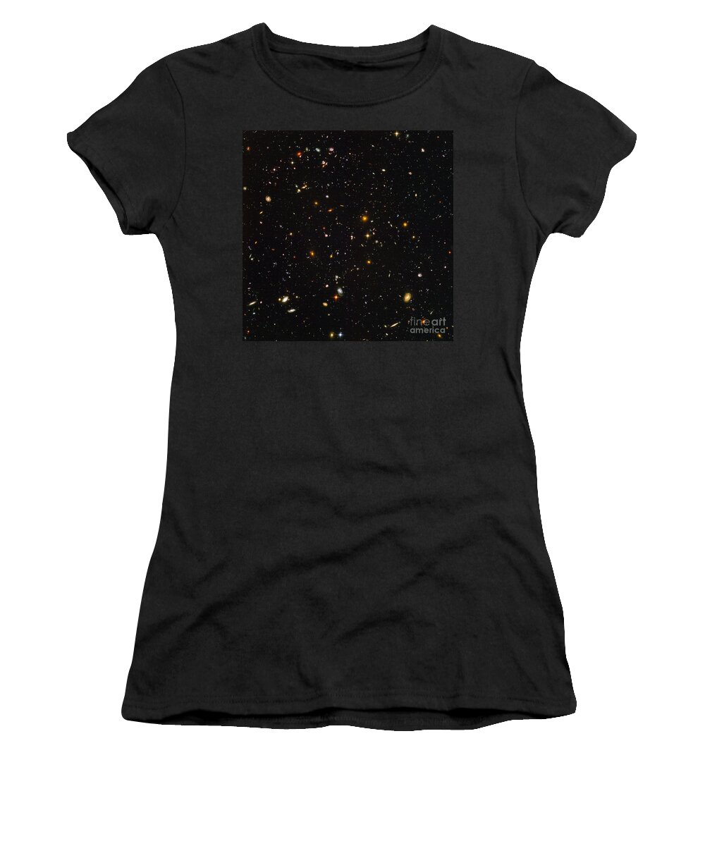 Galaxy Women's T-Shirt featuring the photograph Hubble Ultra Deep Field Galaxies by Science Source