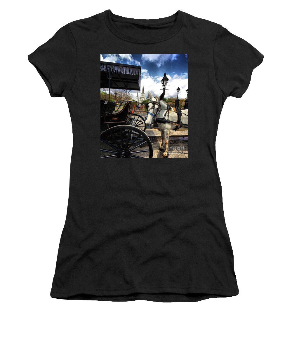 Horses Women's T-Shirt featuring the photograph I told em cart BEFORE by Robert McCubbin