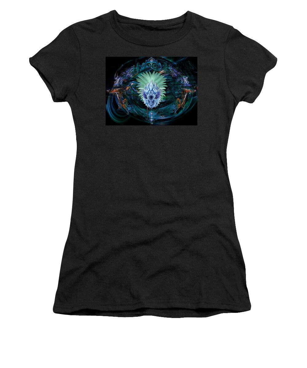 Mardi Gras Masks Women's T-Shirt featuring the digital art Ice Queen by Louis Ferreira