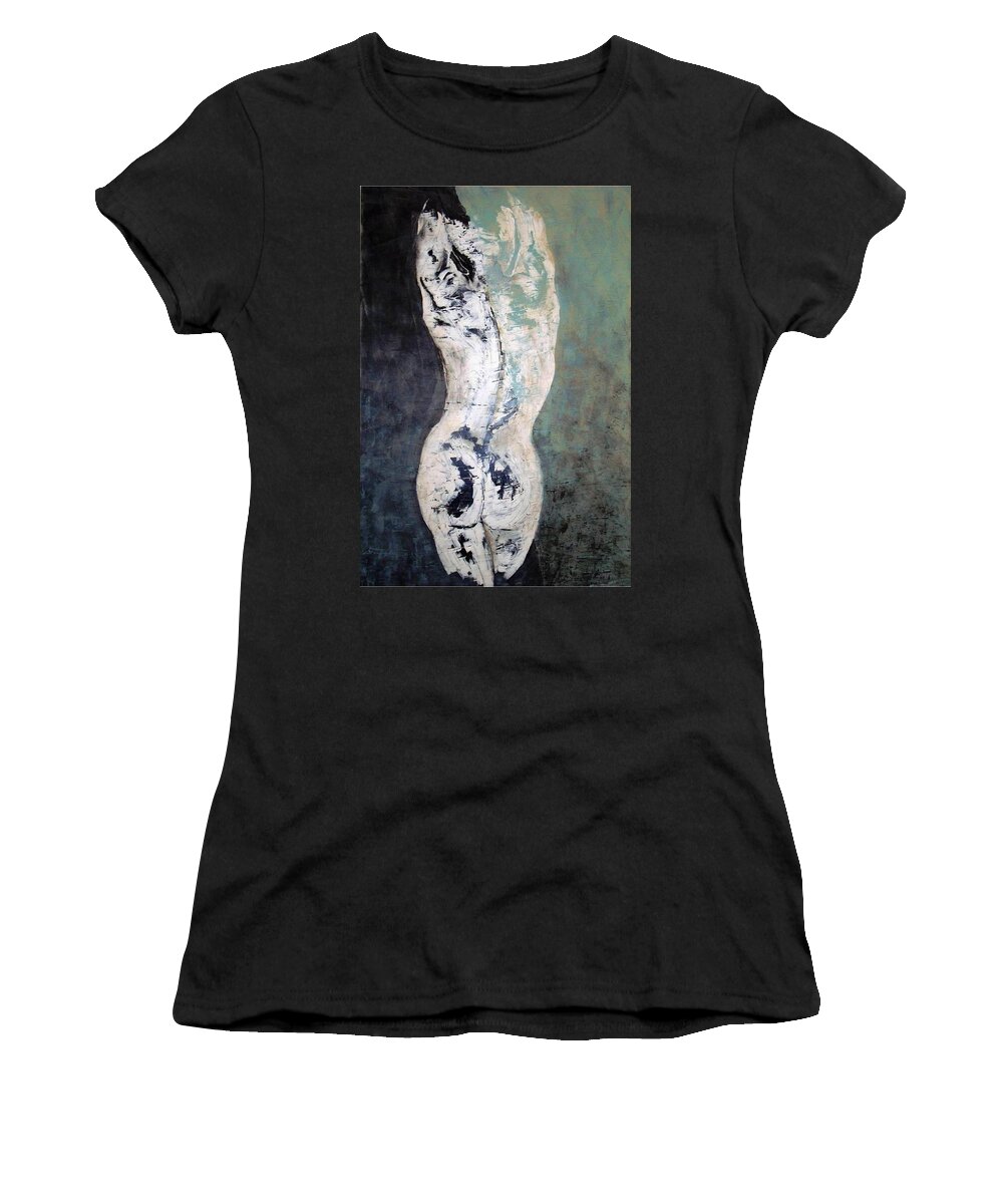 Nude Art Women's T-Shirt featuring the painting In the night by Sunel De Lange