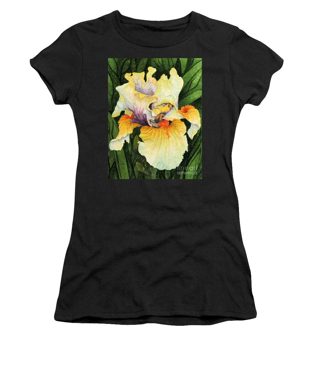 Iris Women's T-Shirt featuring the painting Iris Elegance by Barbara Jewell