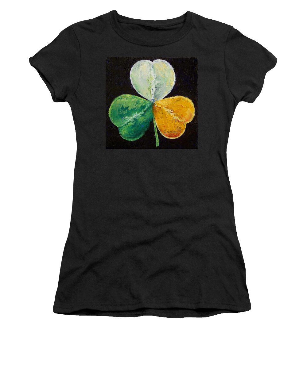 Michael Creese Women's T-Shirt featuring the painting Irish Shamrock by Michael Creese