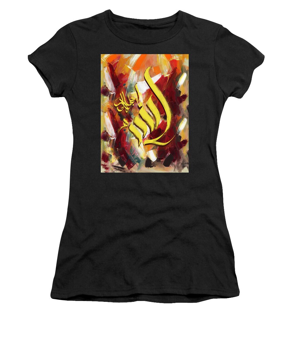 Caligraphy Women's T-Shirt featuring the painting Islamic calligraphy 026 by Catf