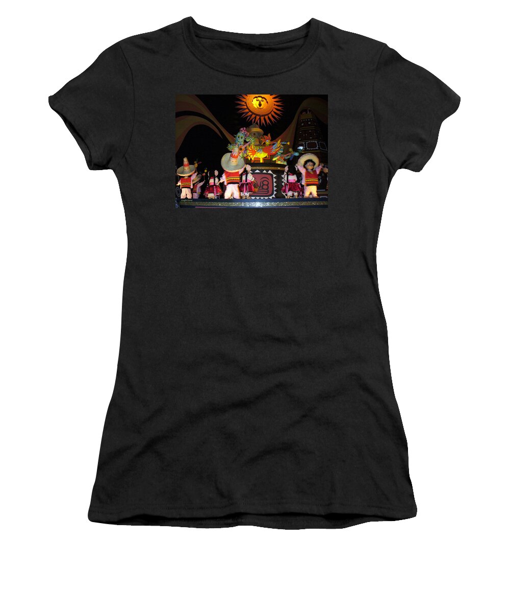 It's A Small World Ride Women's T-Shirt featuring the photograph It's A Small World with dancing Mexican character by Lingfai Leung