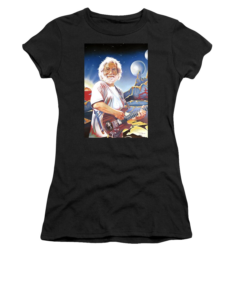 Jerry Garcia Women's T-Shirt featuring the drawing Jerry garcia Live at the Mars Hotel by Joshua Morton