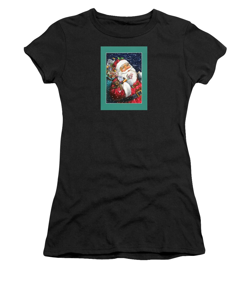 Santa Claus Women's T-Shirt featuring the painting Jolly Santa by Lynn Bywaters