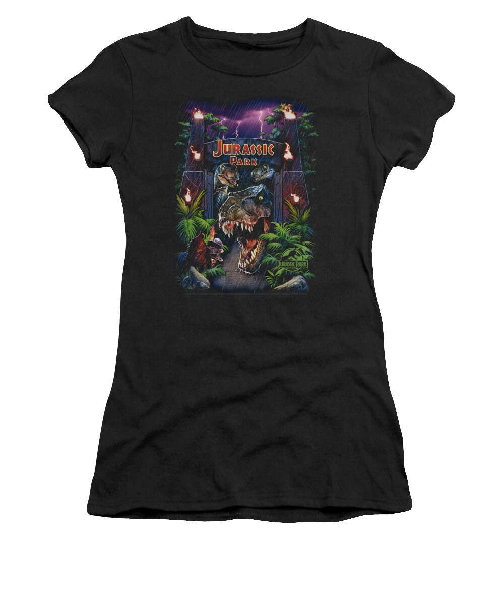 Jurassic Park Women's T-Shirt featuring the digital art Jurassic Park - Welcome To The Park by Brand A