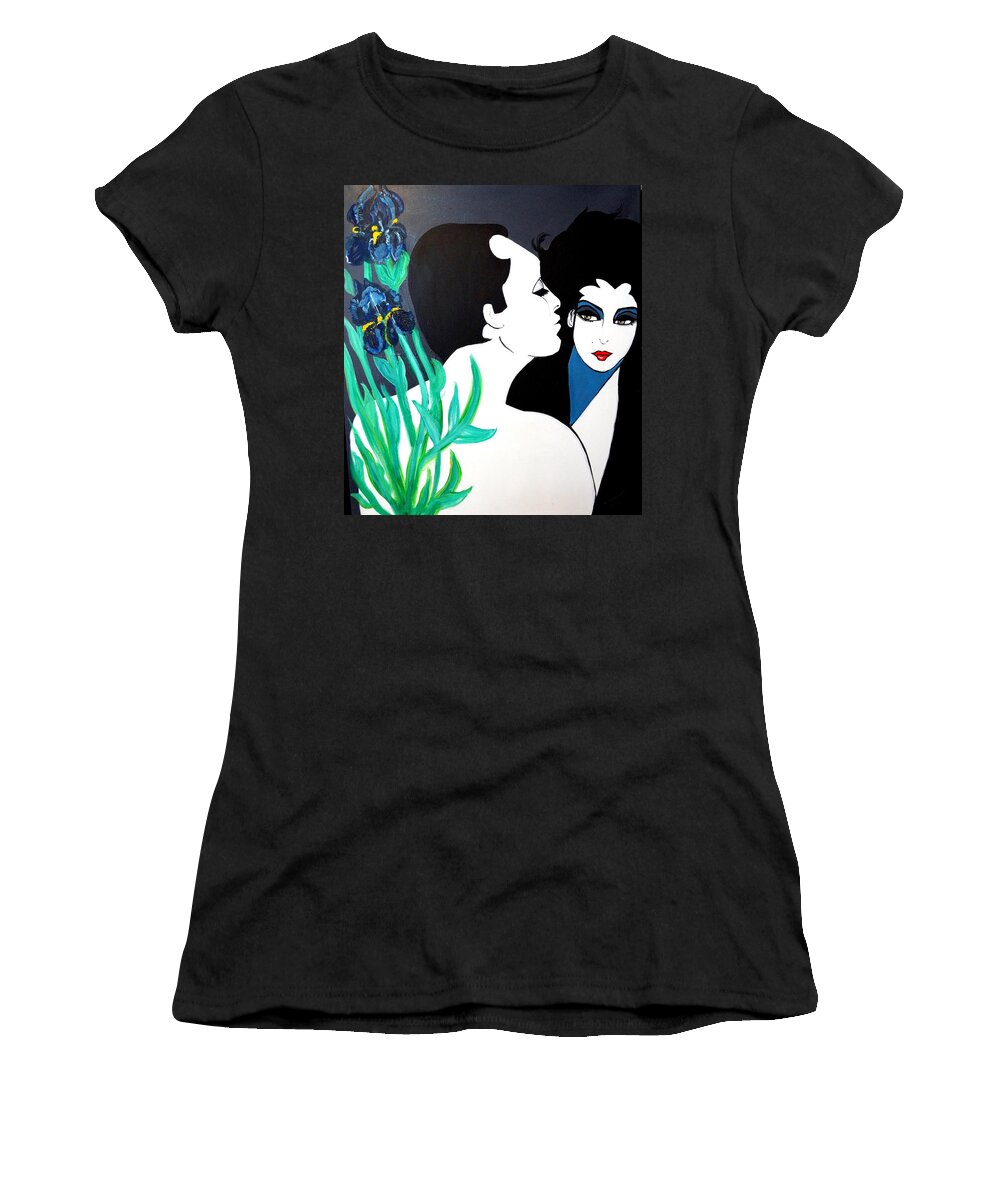 Just A Little Kiss Women's T-Shirt featuring the painting Just A Little Kiss by Nora Shepley