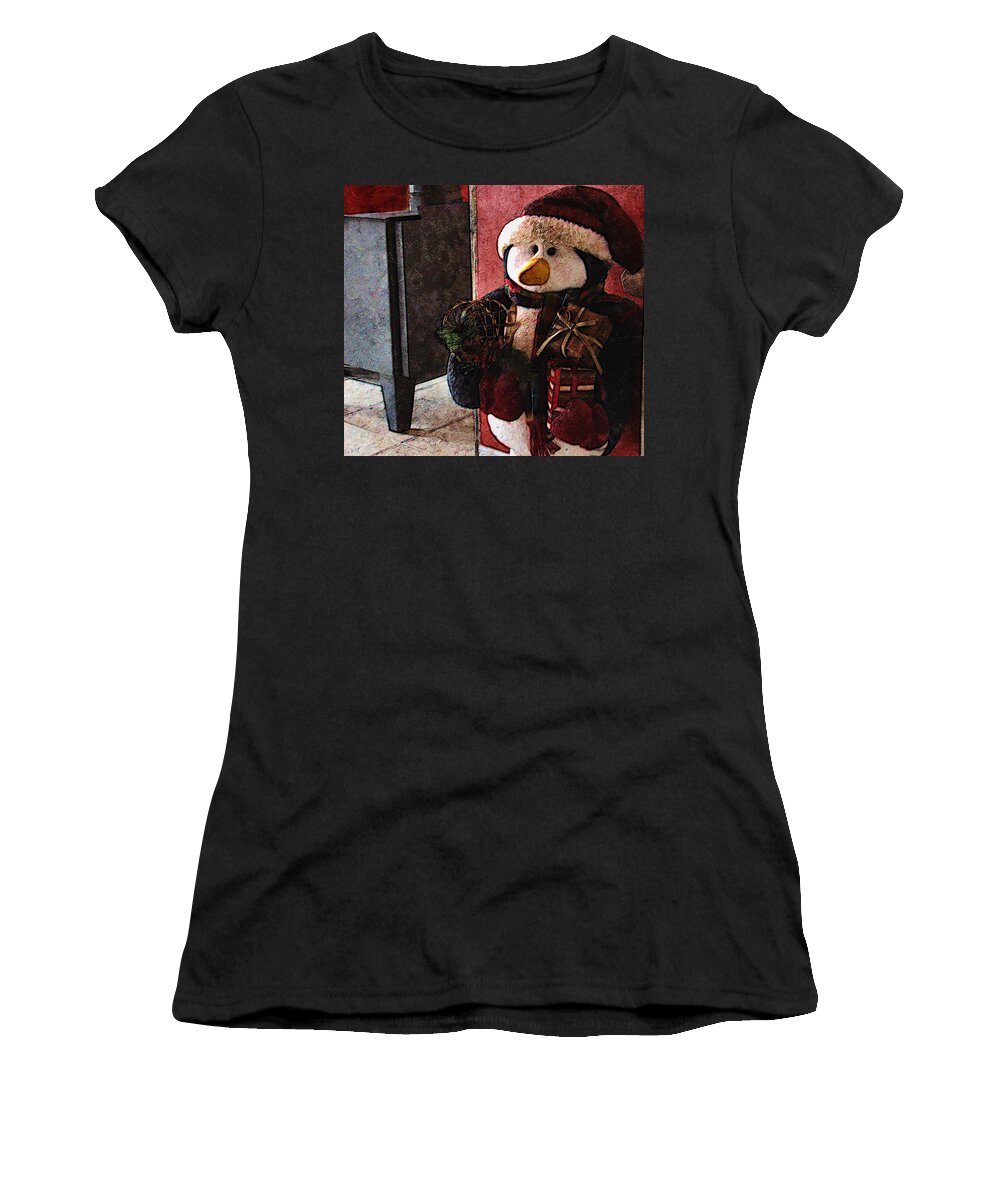 Christmas Women's T-Shirt featuring the photograph Just Around the Corner by Zinvolle Art