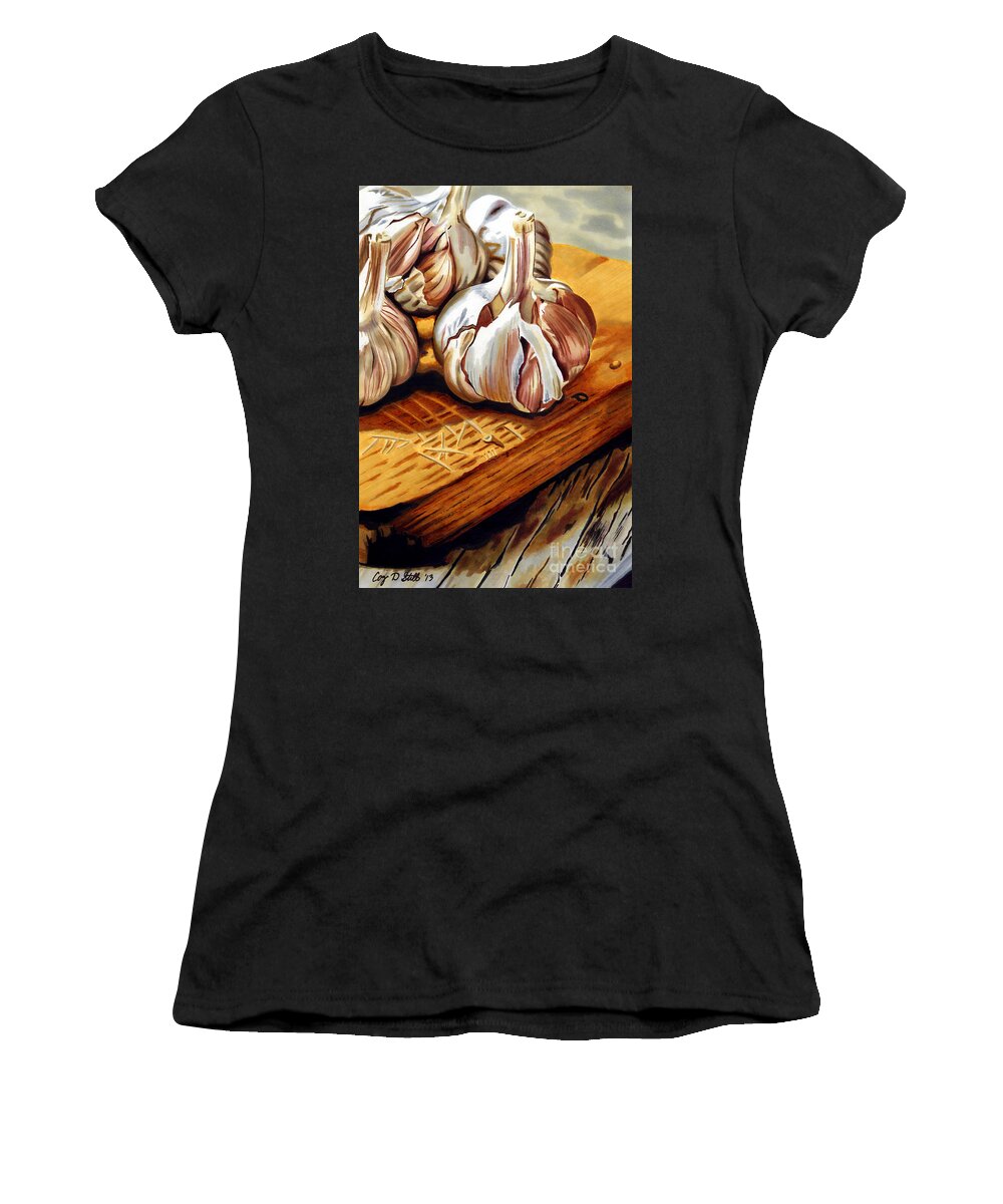 Garlic Women's T-Shirt featuring the drawing Just Garlic by Cory Still