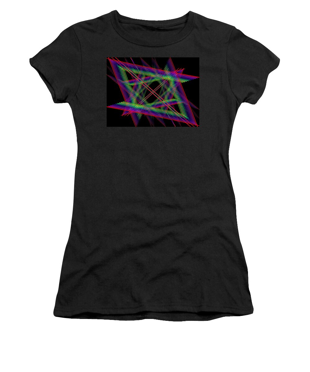 Abstract Women's T-Shirt featuring the digital art Kinetic Rainbow 20 by Tim Allen