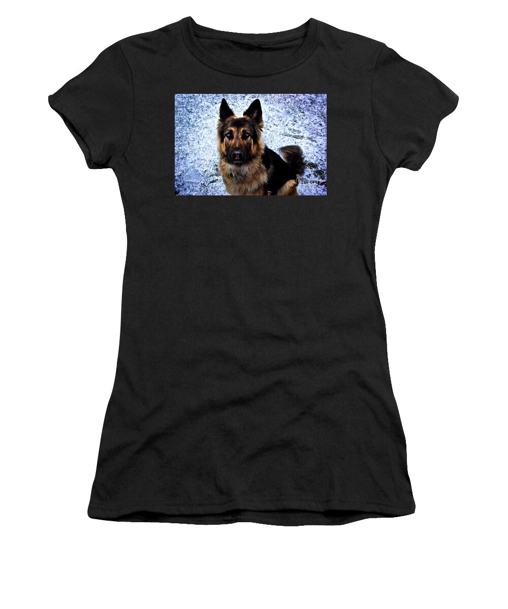 King Women's T-Shirt featuring the photograph King Shepherd Dog by Frank J Casella
