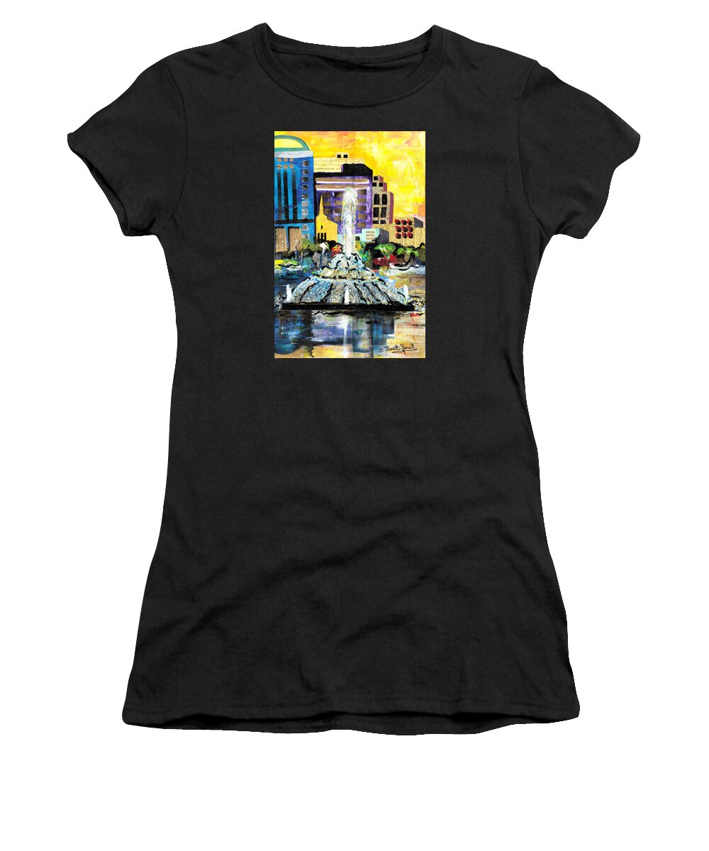 Orlando Women's T-Shirt featuring the painting Lake Eola - part 2 of 3 by Everett Spruill