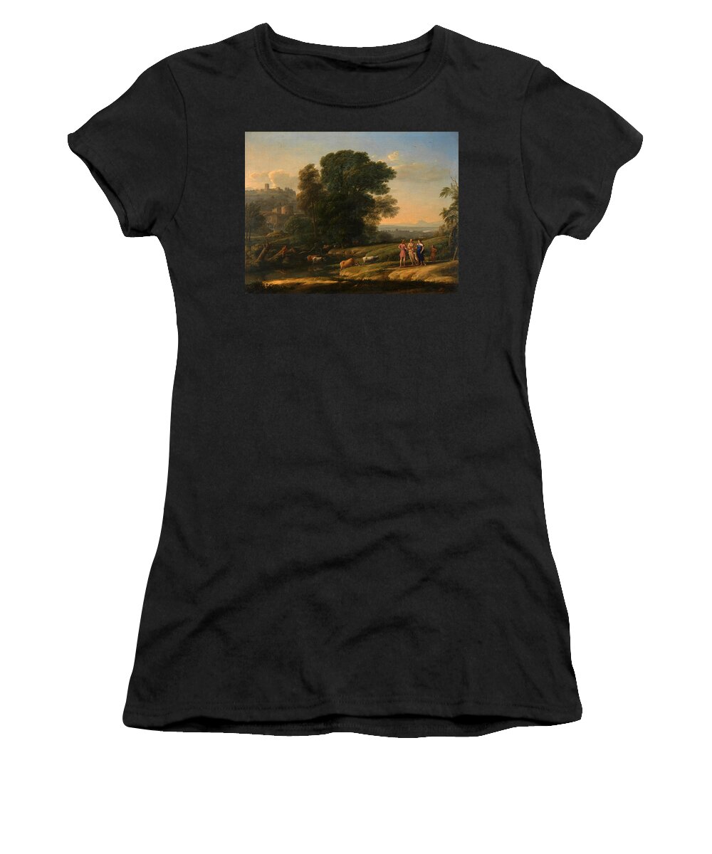 Claude Lorrain Women's T-Shirt featuring the painting Landscape with Cephalus and Procris reunited by Diana by Claude Lorrain