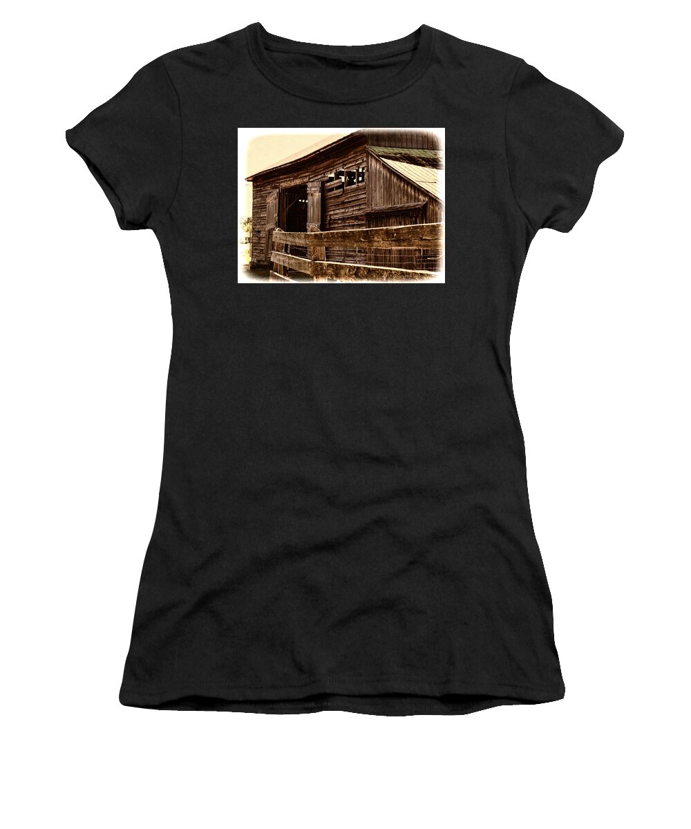 Barn Women's T-Shirt featuring the photograph Leading to the Barn by Jo-Anne Gazo-McKim