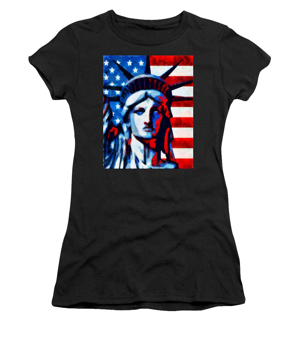  Liberty Women's T-Shirt featuring the mixed media Liberty 2 by Angelina Tamez