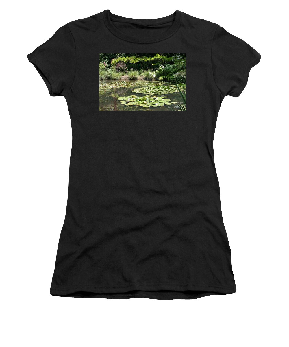 Lilies Women's T-Shirt featuring the photograph Lily Pond View Monets Garden by Christiane Schulze Art And Photography