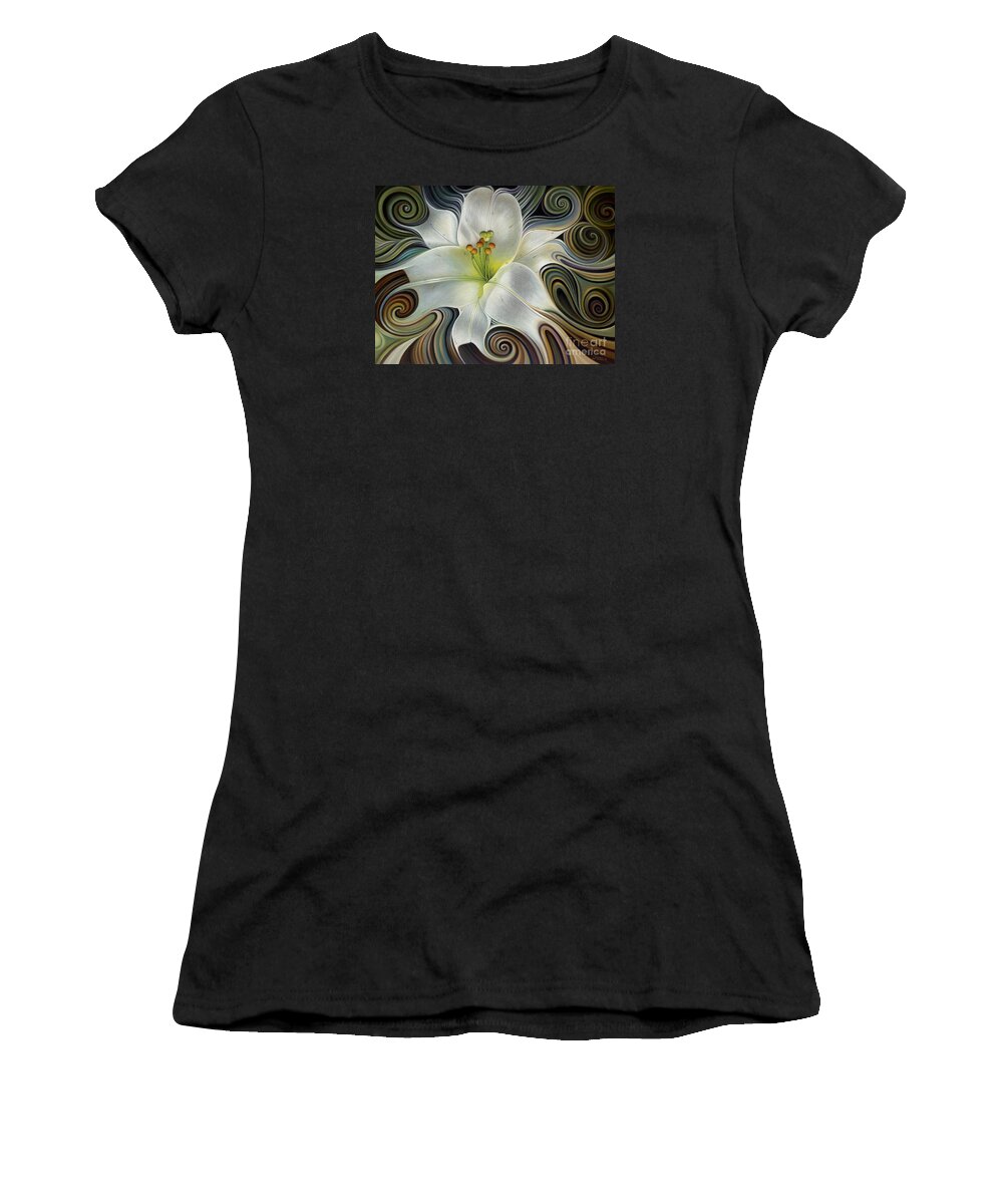 Lily Women's T-Shirt featuring the painting Lirio Dinamico by Ricardo Chavez-Mendez