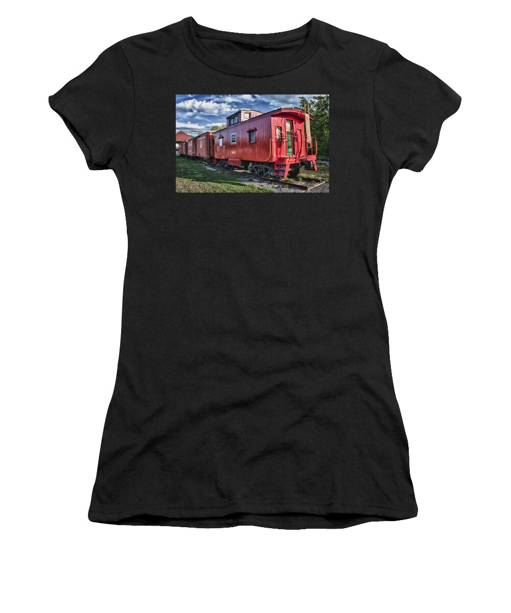 Guy Whiteley Photography Women's T-Shirt featuring the photograph Little Red Caboose by Guy Whiteley