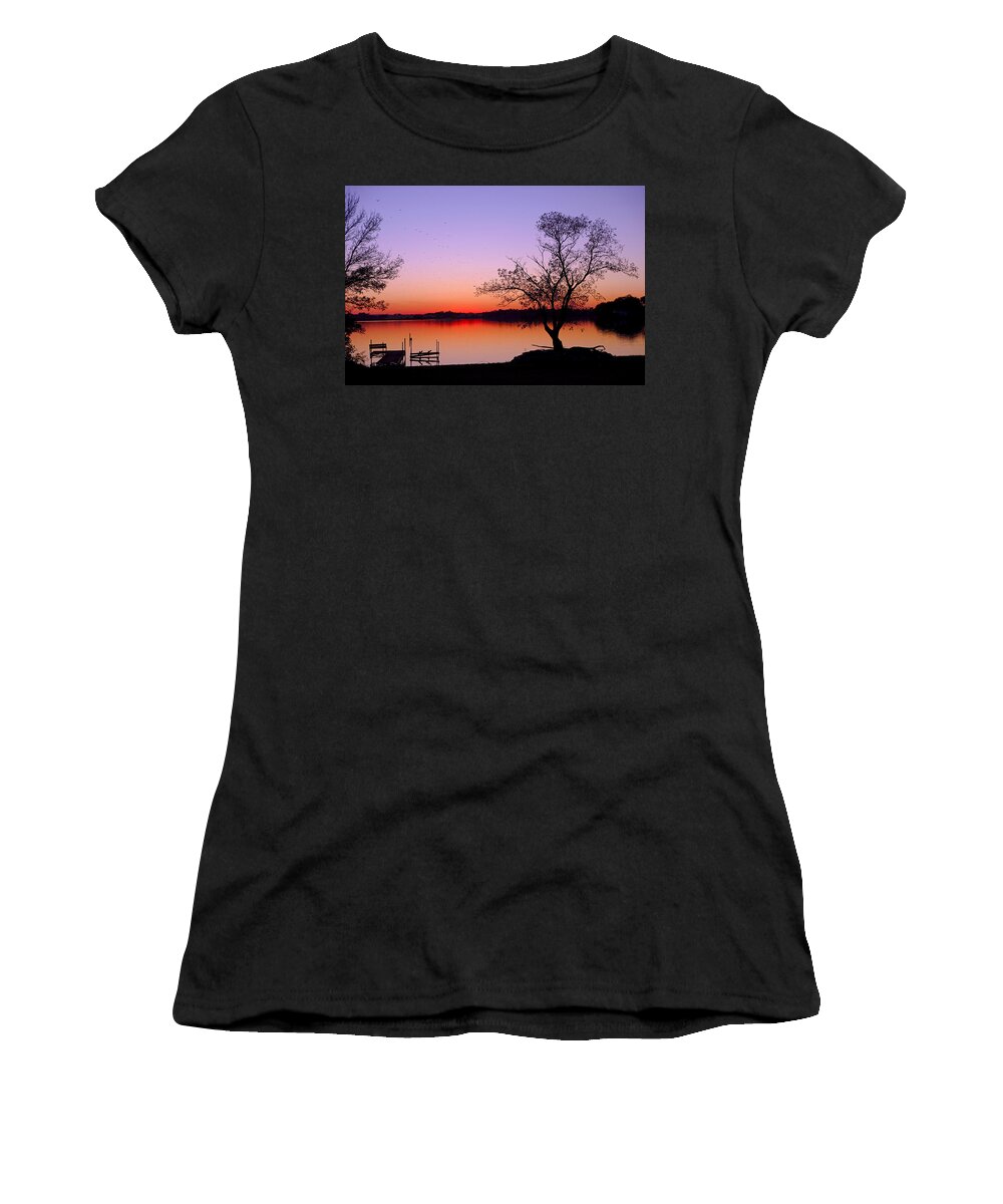 Little Waverly Lake Women's T-Shirt featuring the photograph Little Waverly Lake at Sunset by Robert Meyers-Lussier