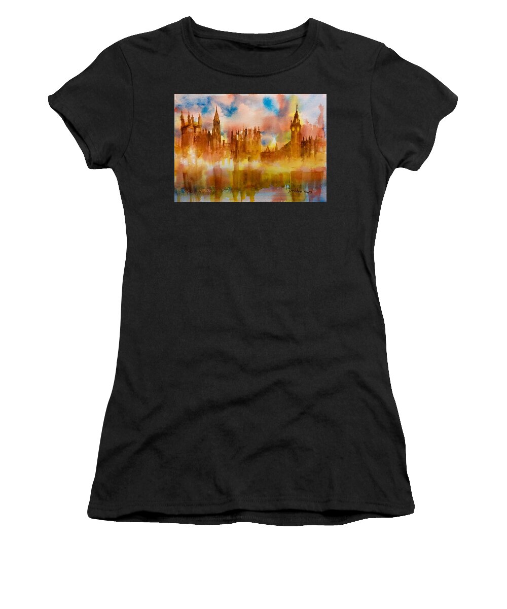  Women's T-Shirt featuring the painting London Rising by Debbie Lewis