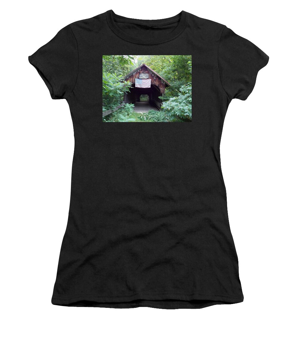 Covered Bridges Women's T-Shirt featuring the photograph Lost in the Woods by Catherine Gagne