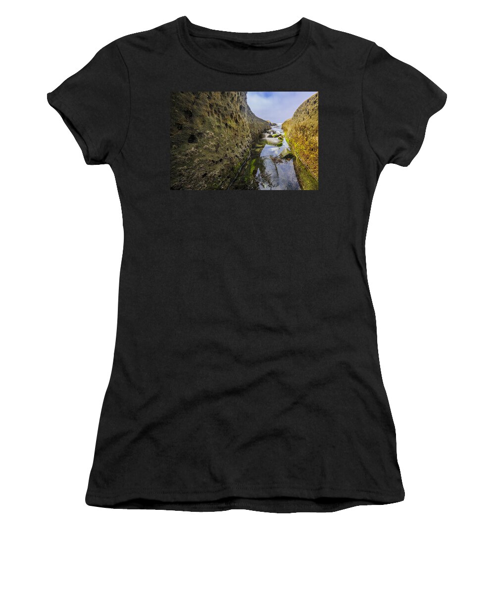 Tide Pool Women's T-Shirt featuring the photograph Low Tide Trough 1 by Scott Campbell