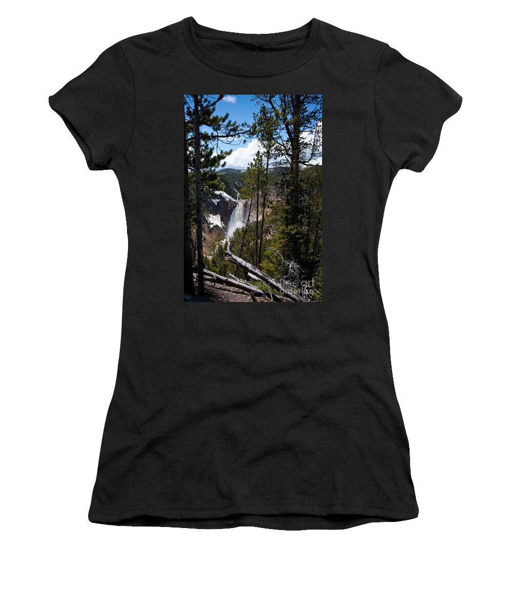 Canyon Women's T-Shirt featuring the photograph lower Yellowstone Falls by Dan Hartford