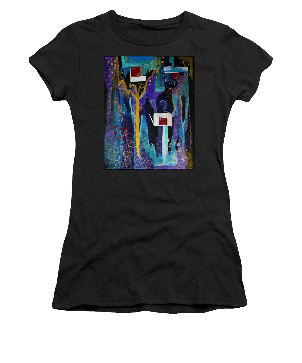 Cat Women's T-Shirt featuring the painting Male Cat by Donna Blackhall