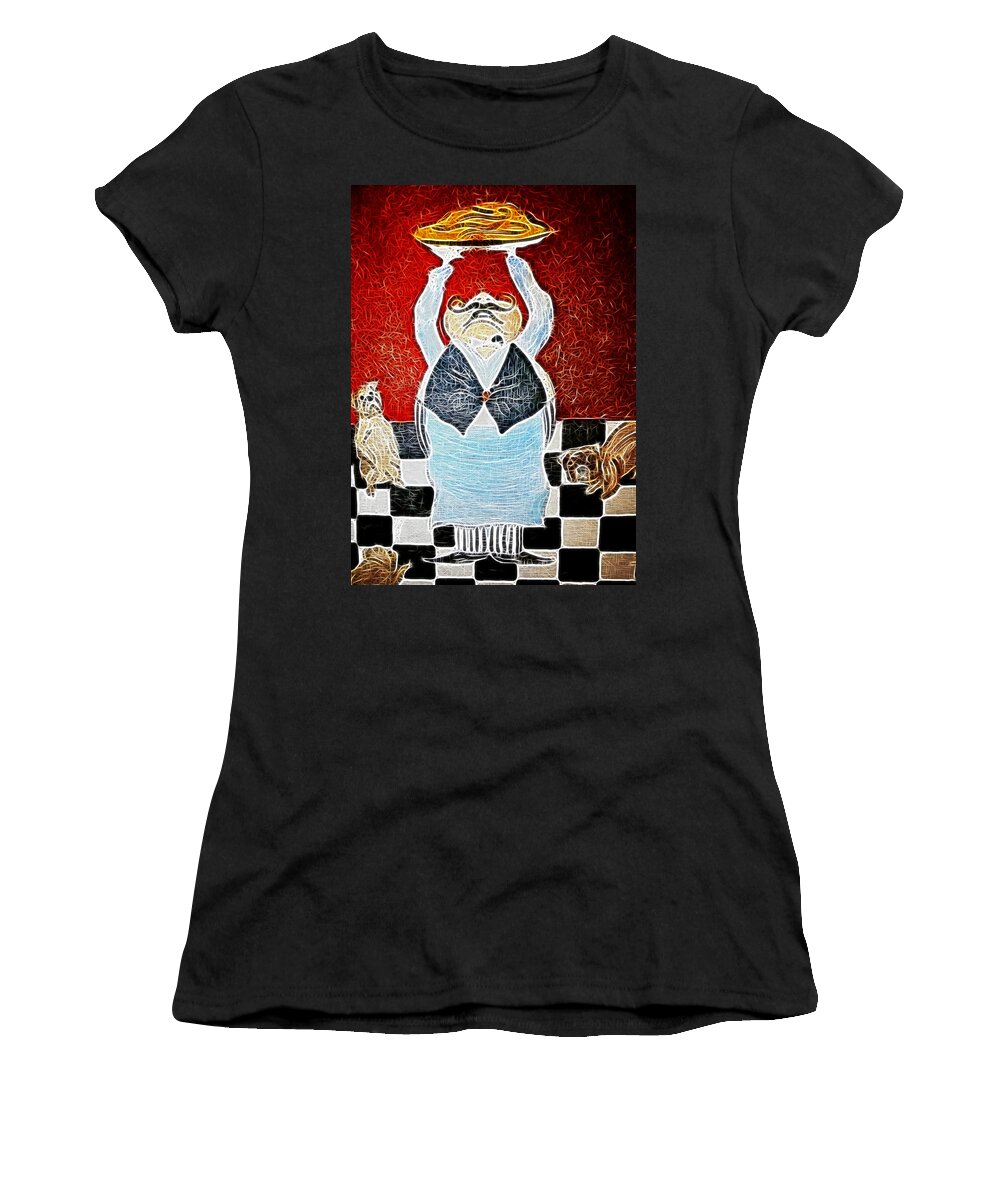 Pizza Women's T-Shirt featuring the painting Mamas Pizza Man by Lisa Stanley
