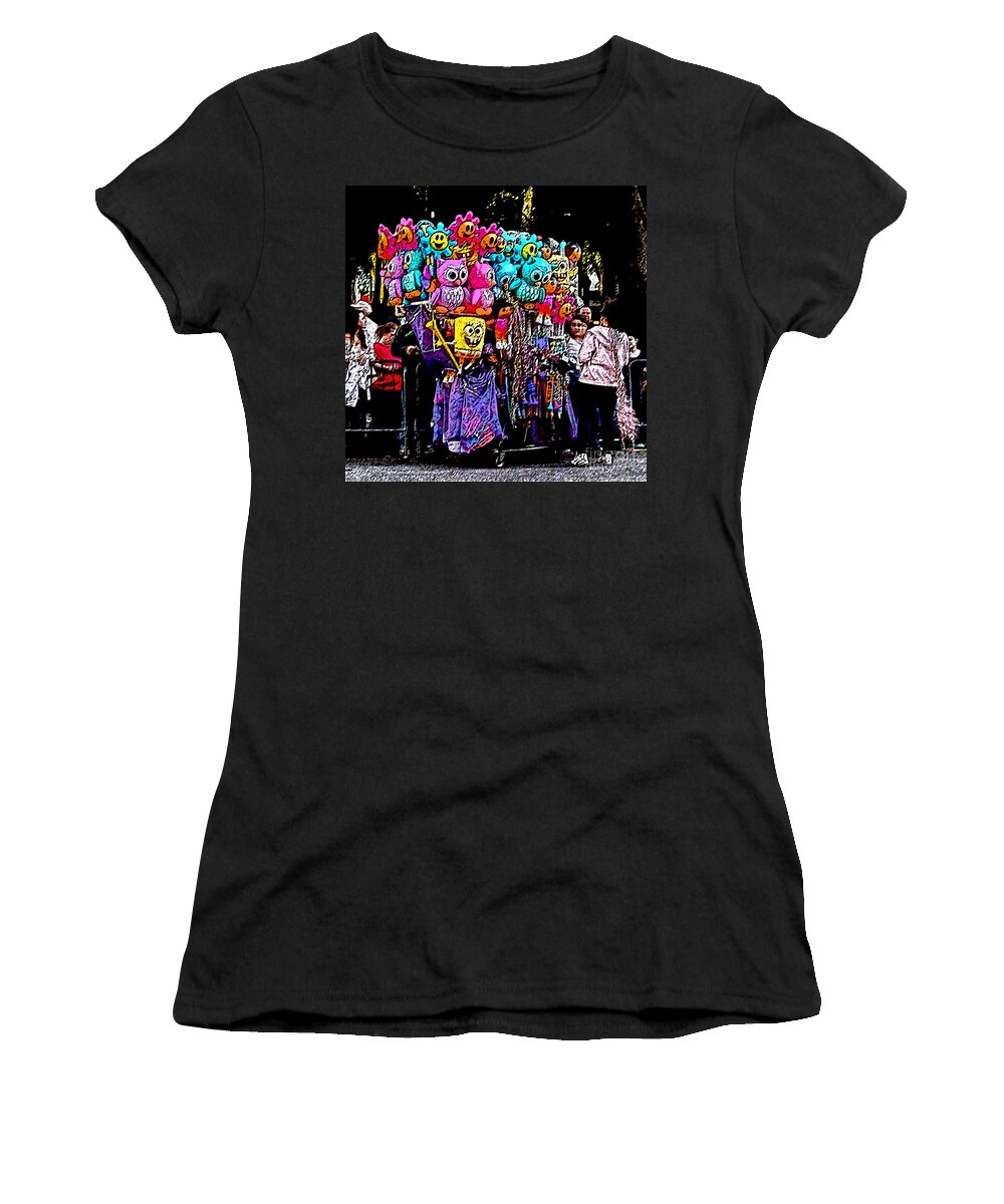 Digital Art Women's T-Shirt featuring the photograph Mardi Gras Vendor's Cart by Marian Bell