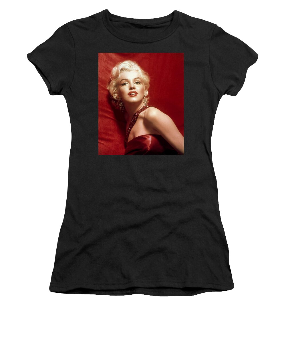 Marilyn Monroe Women's T-Shirt featuring the digital art Marilyn Monroe in Red by Georgia Clare