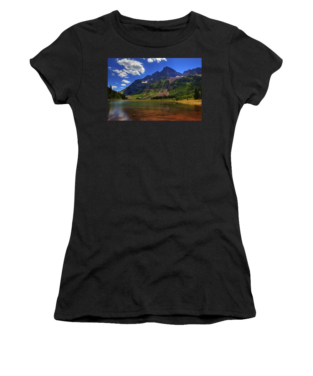 Colorado Women's T-Shirt featuring the photograph Maroon Bells by Alan Vance Ley
