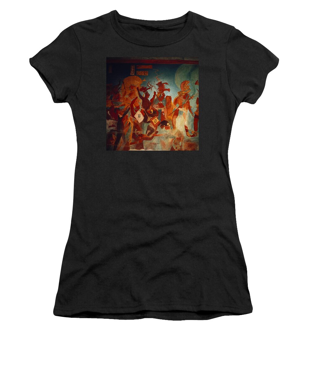 Ancient Women's T-Shirt featuring the painting Maya Fresco At Bonampak by George Holton