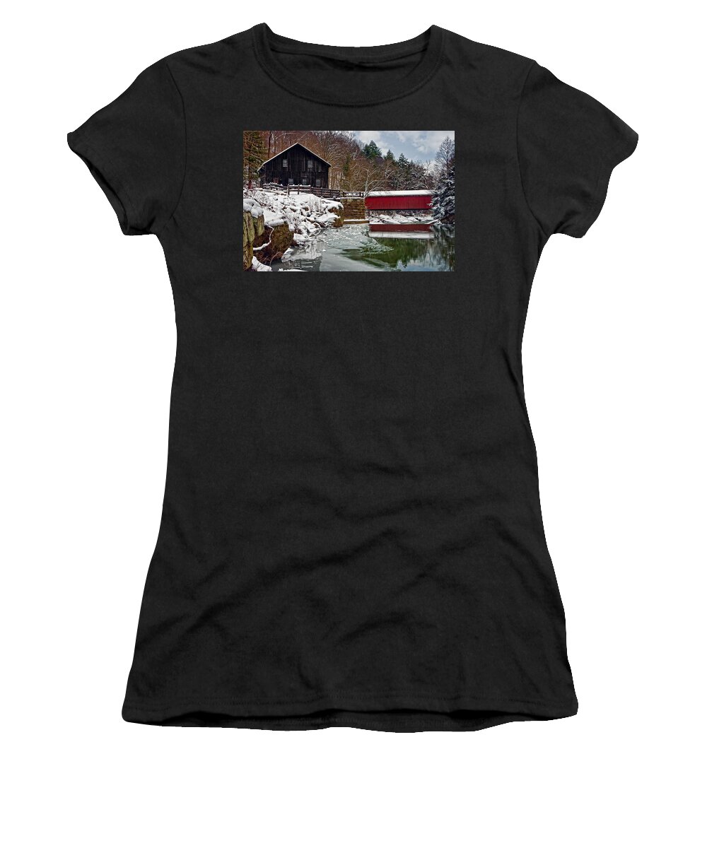 Landscape Women's T-Shirt featuring the photograph McConnells Mill and Bridge by Marcia Colelli
