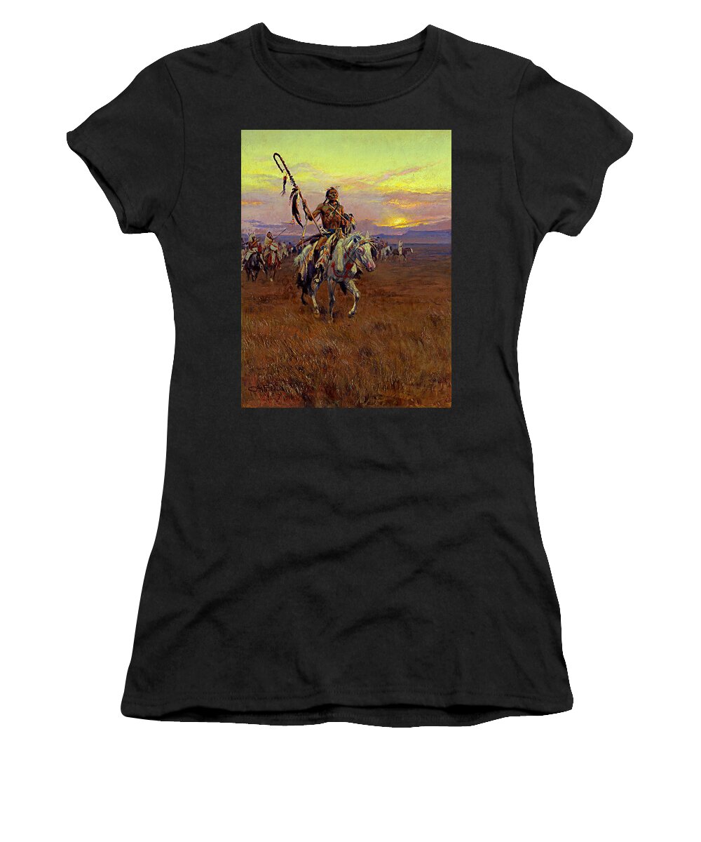 Charles Marion Russell Women's T-Shirt featuring the painting Medicine Man by Charles Marion Russell