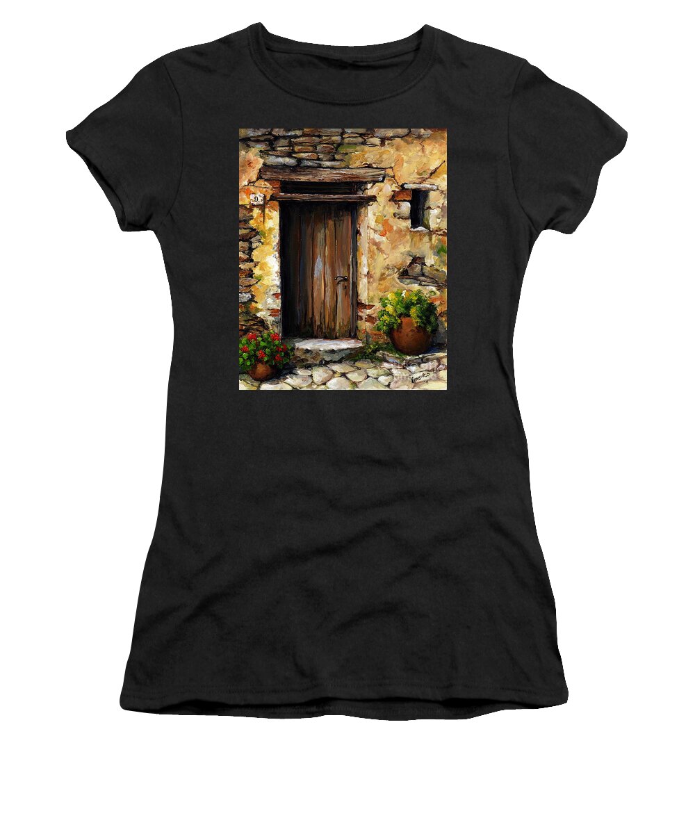Mediterranean Women's T-Shirt featuring the painting Mediterranean portal by Emerico Imre Toth