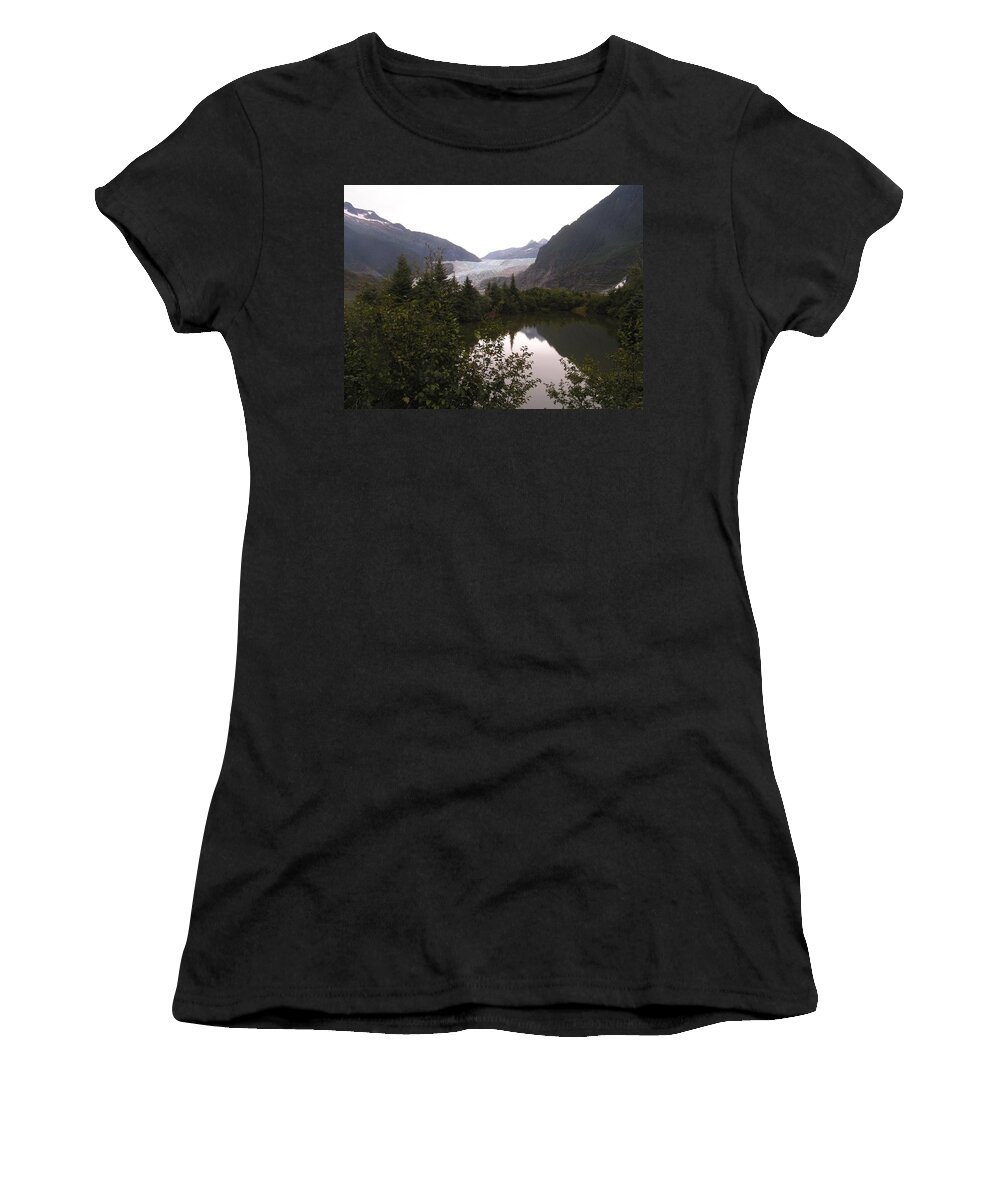 Landscape Photo Women's T-Shirt featuring the pyrography Mendenhall Glacier 1 Alaska by Annika Farmer