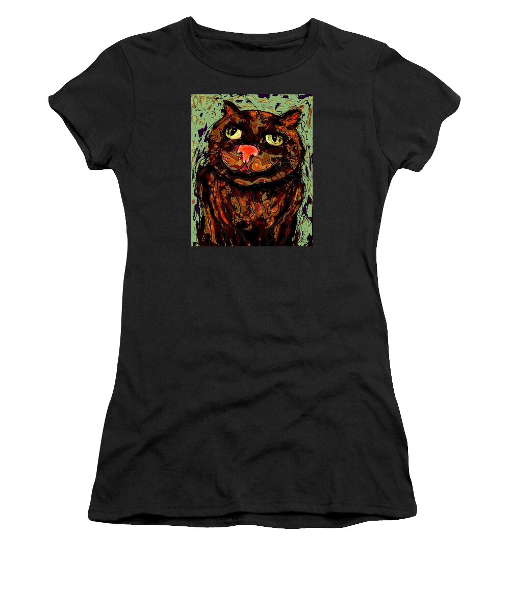 Cat Women's T-Shirt featuring the mixed media Meow by Natalie Holland