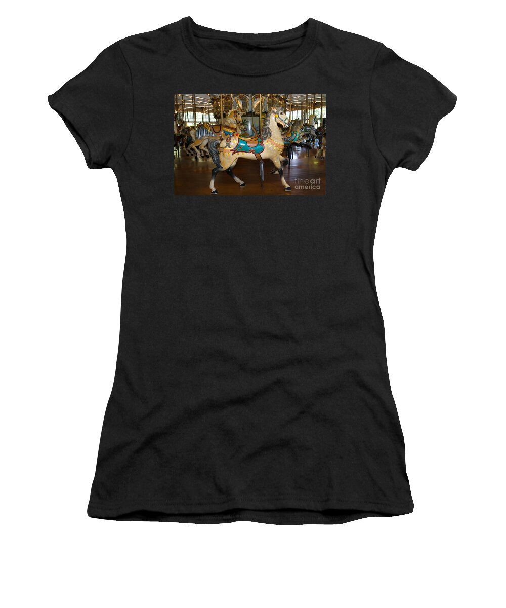 Wingsdomain Women's T-Shirt featuring the photograph Merry Go Around DSC2945 by Wingsdomain Art and Photography