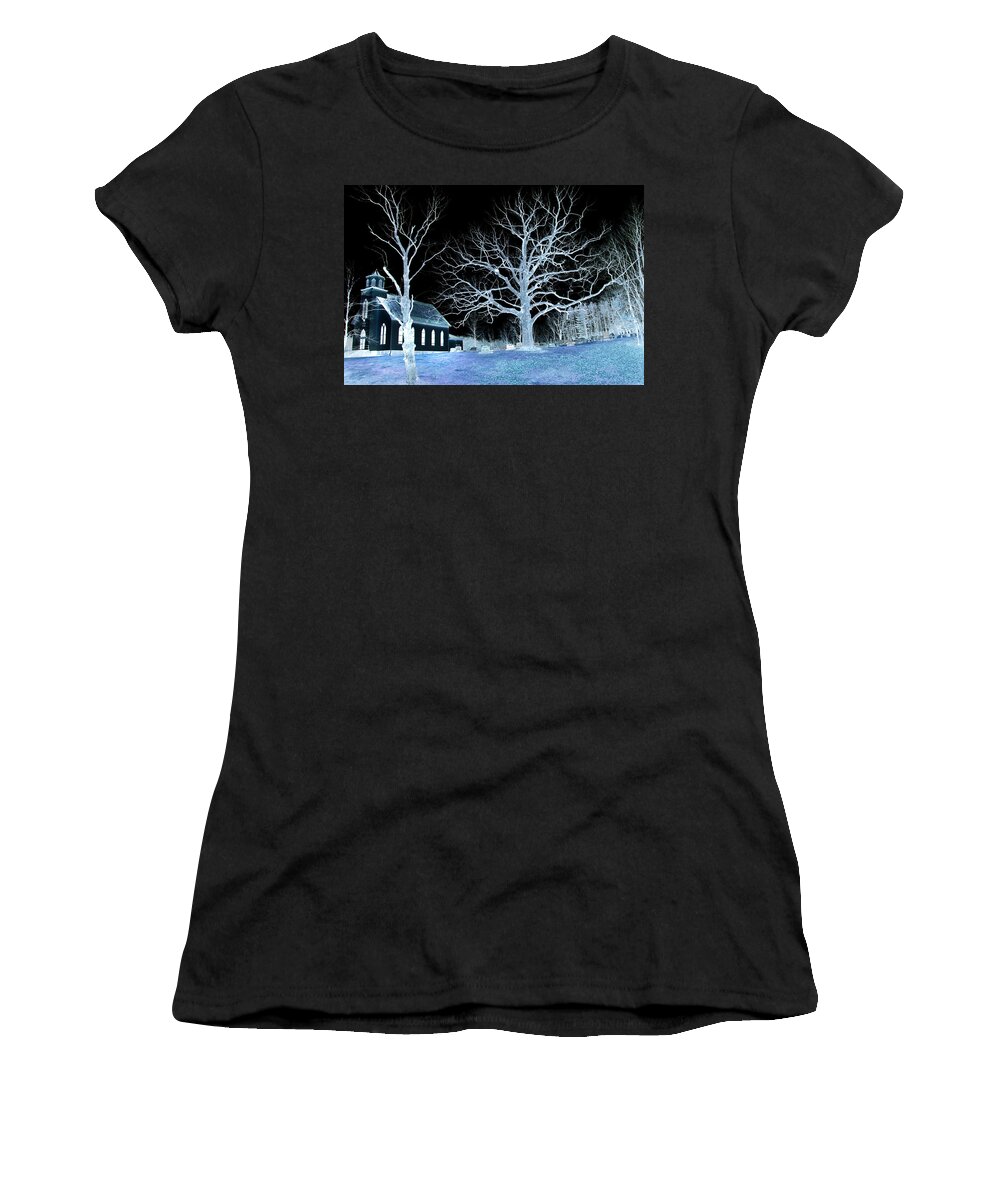 Country Women's T-Shirt featuring the photograph Midnight Country Church by David Yocum