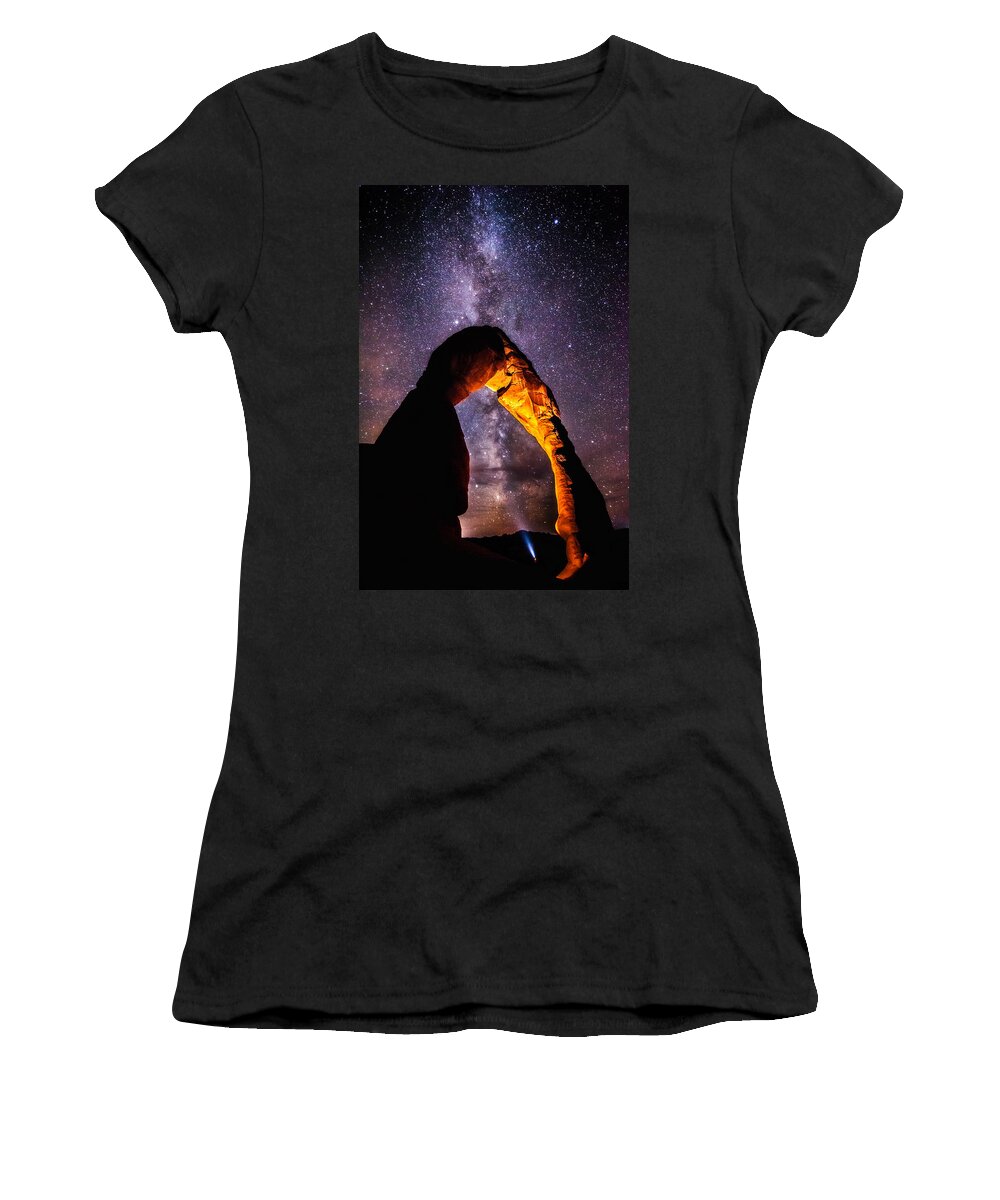 Arches National Park Women's T-Shirt featuring the photograph Milky Way Explorer by Darren White