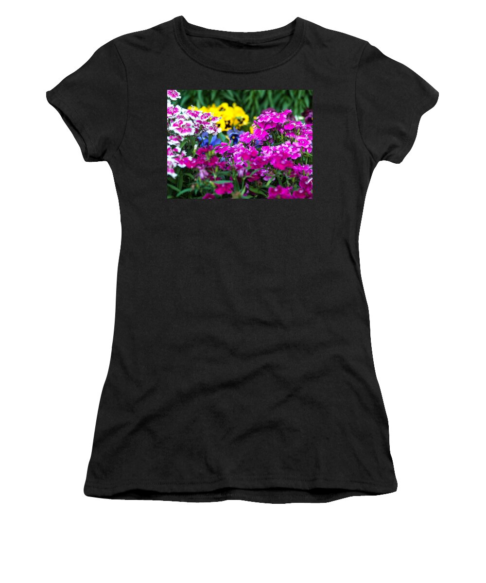 Courtyard Women's T-Shirt featuring the photograph Mixed Blooms-1 by Charles Hite