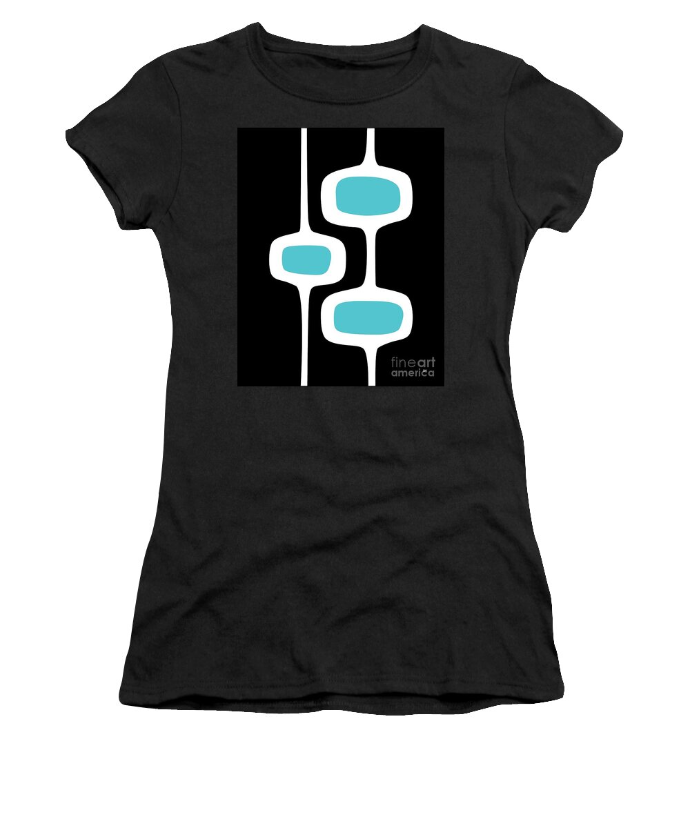 Black Women's T-Shirt featuring the digital art Mod Pod 2 White on Black by Donna Mibus