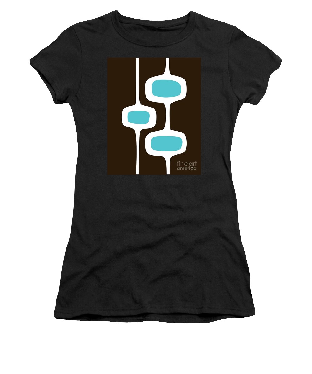 Brown Women's T-Shirt featuring the digital art Mod Pod Two White on Brown by Donna Mibus