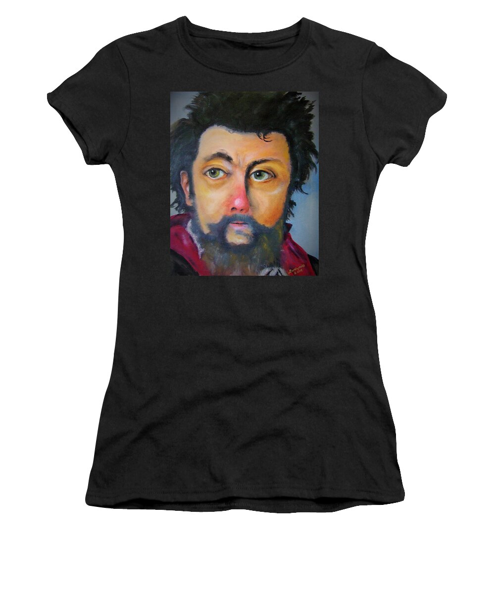 Art Women's T-Shirt featuring the painting Modest Musorgskij by Ryszard Ludynia